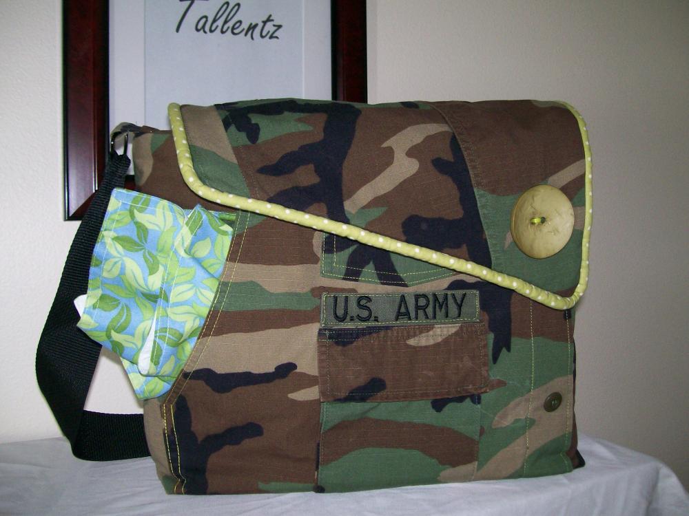 Recycled Army Shirt Diaper Bag -SOLD