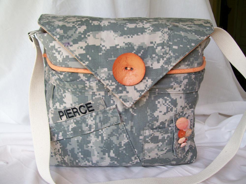 Recycled Army Shirt Diaper Bag "Digital"